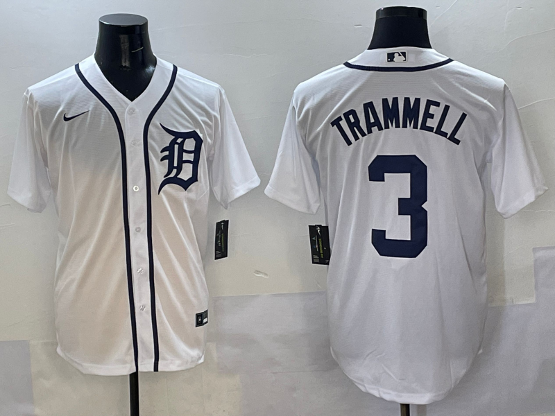 Men's Detroit Tigers Alan Trammell #3 White Limited Player Jersey