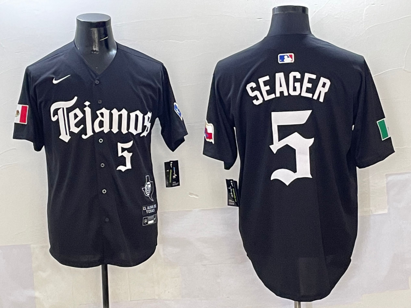 Men's Texas Rangers Corey Seager #5 Black Player Jersey