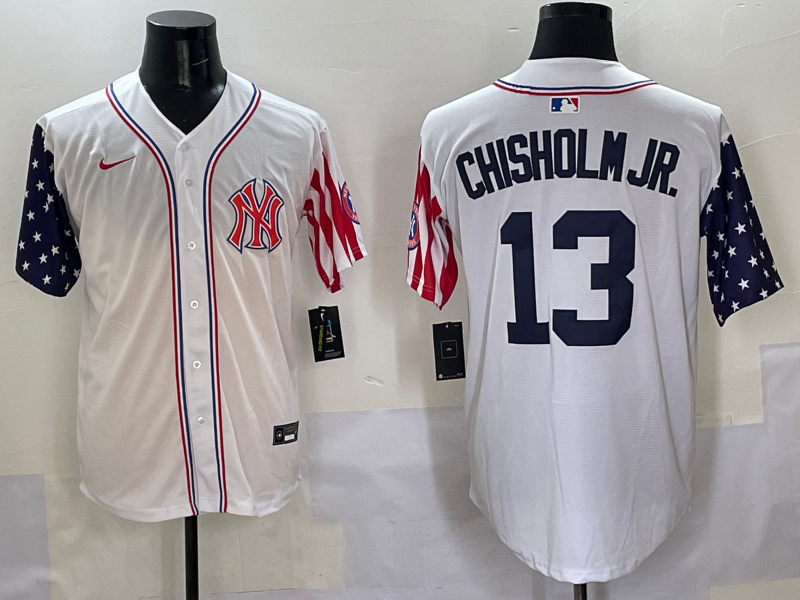 Men's New York Yankees Jazz Chisholm Jr. #13 White Team Player Game Jersey