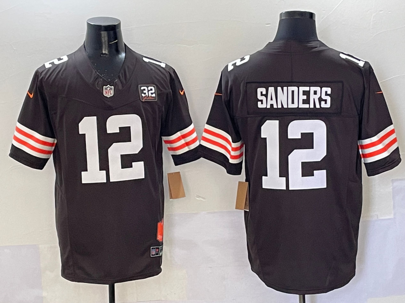 Men's Cleveland Browns Shedeur Sanders #12 Brown 2025 NFL Draft Game Jersey