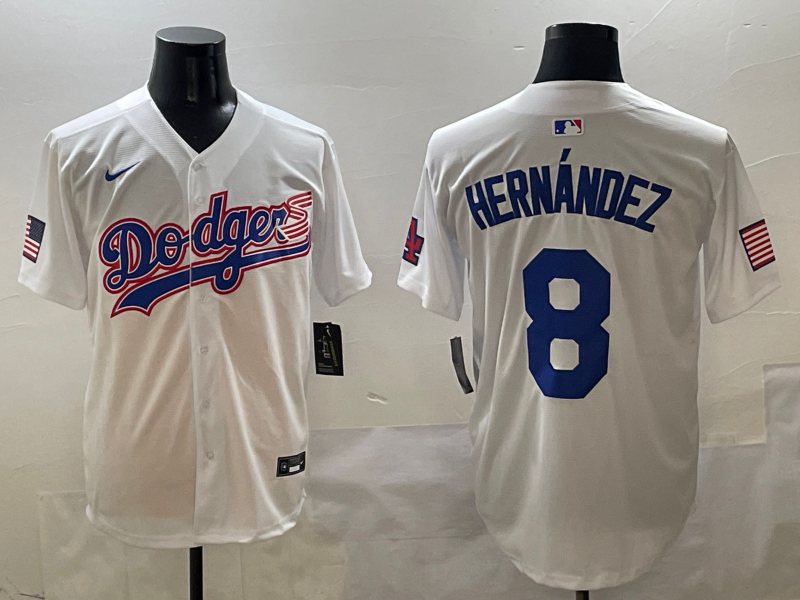 Men's Los Angeles Dodgers Enrique Hernandez #8 White Team Game Jersey