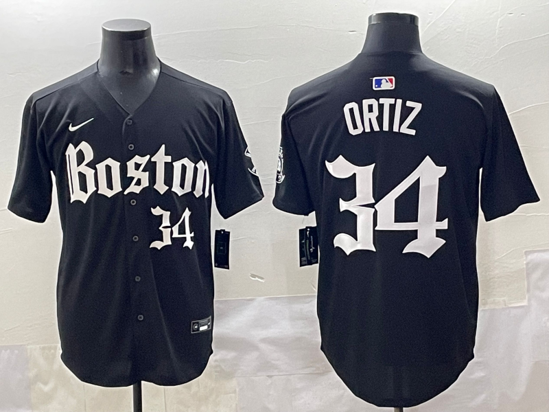 Men's Boston Red Sox David Ortiz #34 Black Limited Player Jersey