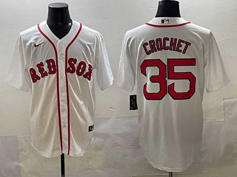 Men's Boston Red Sox Garrett Crochet #35 White Home Replica Player Jersey