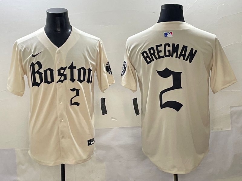 Men's Boston Red Sox Alex Bregman #2 Cream Replica Player Jersey