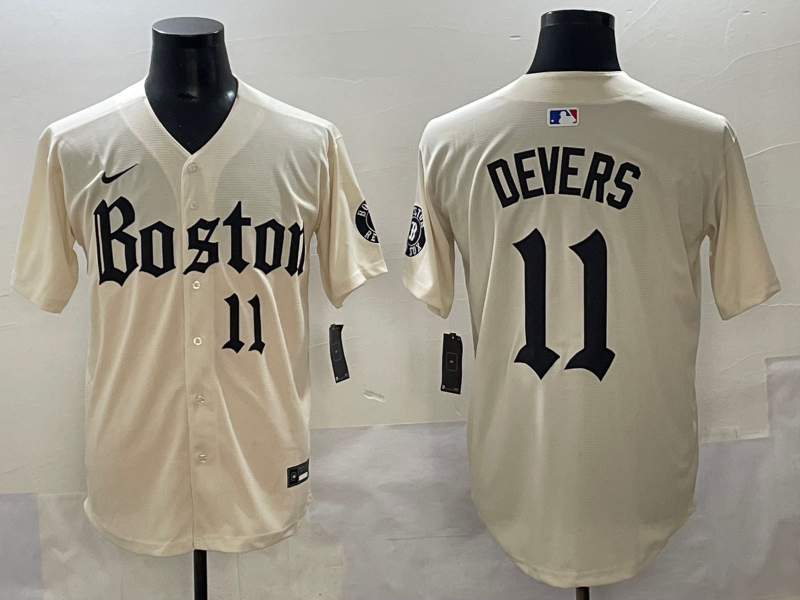 Men's Boston Red Sox Rafael Devers #11 Cream Replica Player Jersey