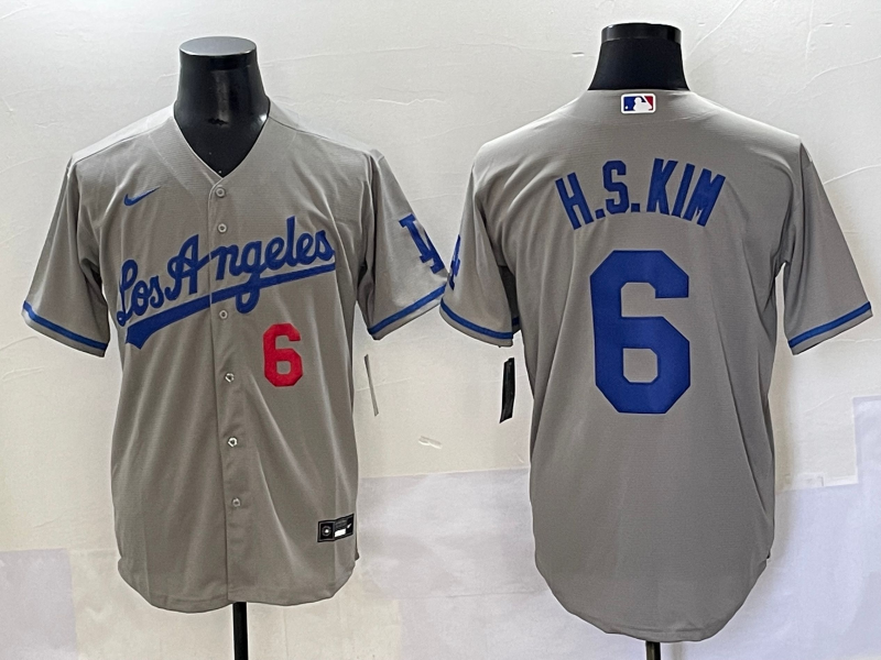 Men's Los Angeles Dodgers Hyeseong Kim #6 Gray Replica Player Jersey