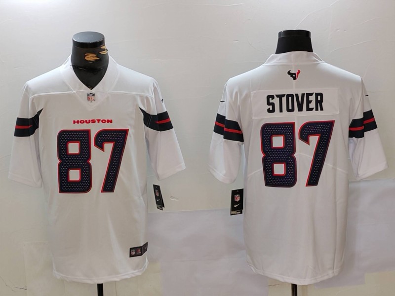Men's Houston Texans Cade Stover #87 White Game Jersey