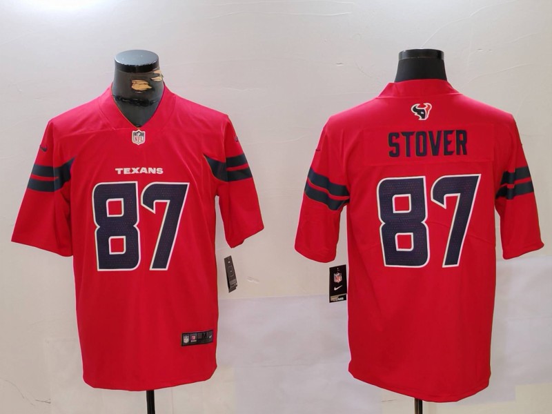 Men's Houston Texans Cade Stover #87 Red Alternate Game Jersey