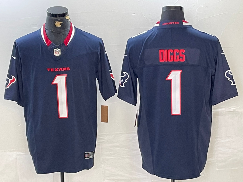 Men's Houston Texans Stefon Diggs #1 Navy Game Jersey