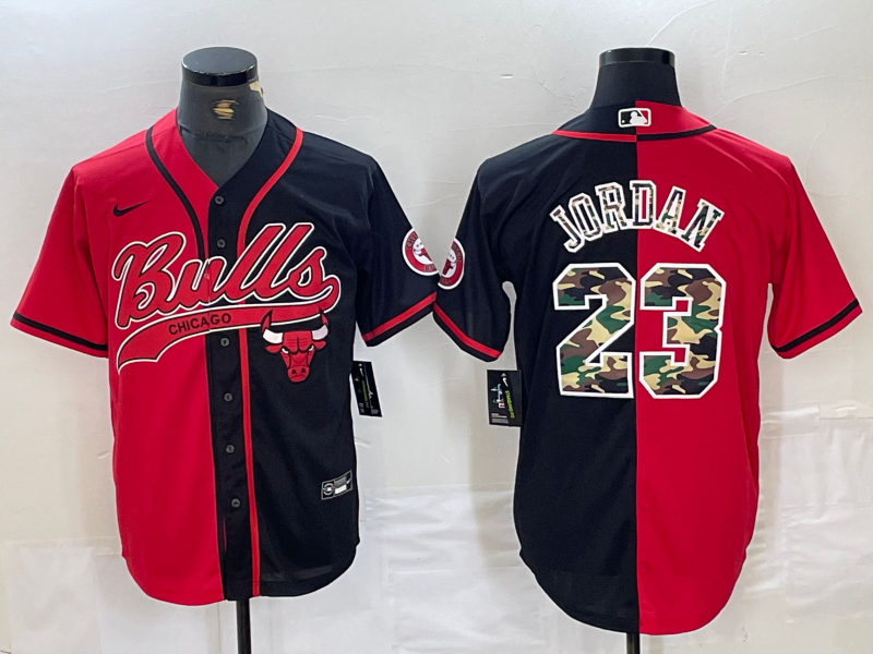 Men's Chicago Bulls Michael Jordan #23 Red/Black Replica Player Jersey