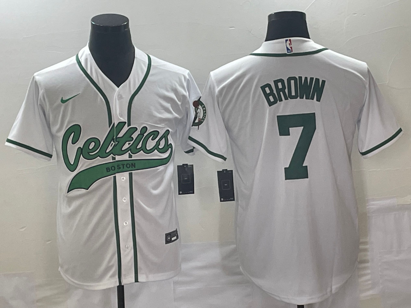 Men's Boston Celtics Jaylen Brown #7 White Replica Player Jersey