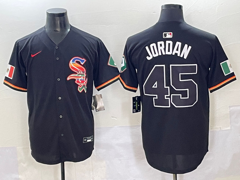 Men's Chicago White Sox Michael Jordan #45 Black Replica Player Jersey