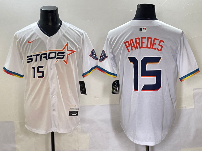Men's Houston Astros Enoli Paredes #15 White 2025 City Connect Limited Player Jersey