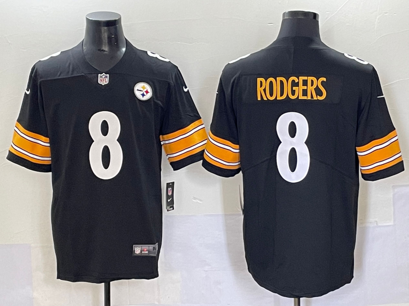 Men's Pittsburgh Steelers Aaron Rodgers #8 Black Game Jersey