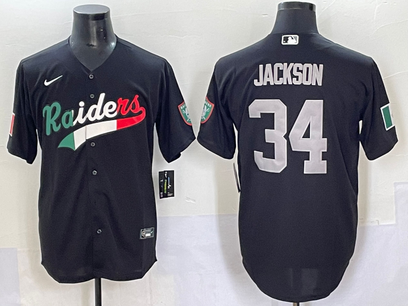 Men's Las Vegas Raiders Bo Jackson #34 Black Alternate Player Jersey