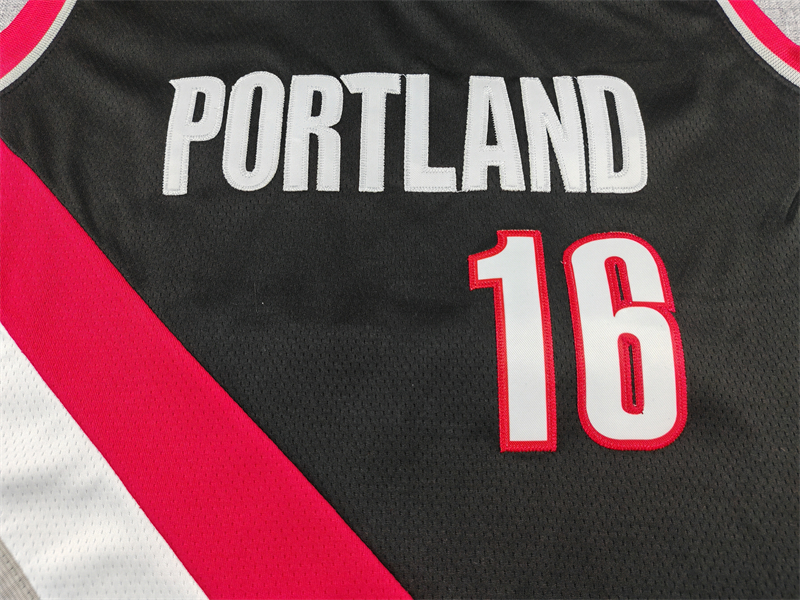 Men's Portland Trail Blazers Yang Hansen #16 Black Swingman Player Jersey - Icon Edition