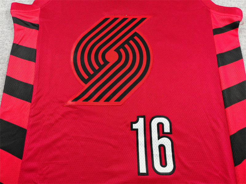 Men's Portland Trail Blazers Yang Hansen #16 Red 2022/23 Swingman Player Jersey - Statement Edition