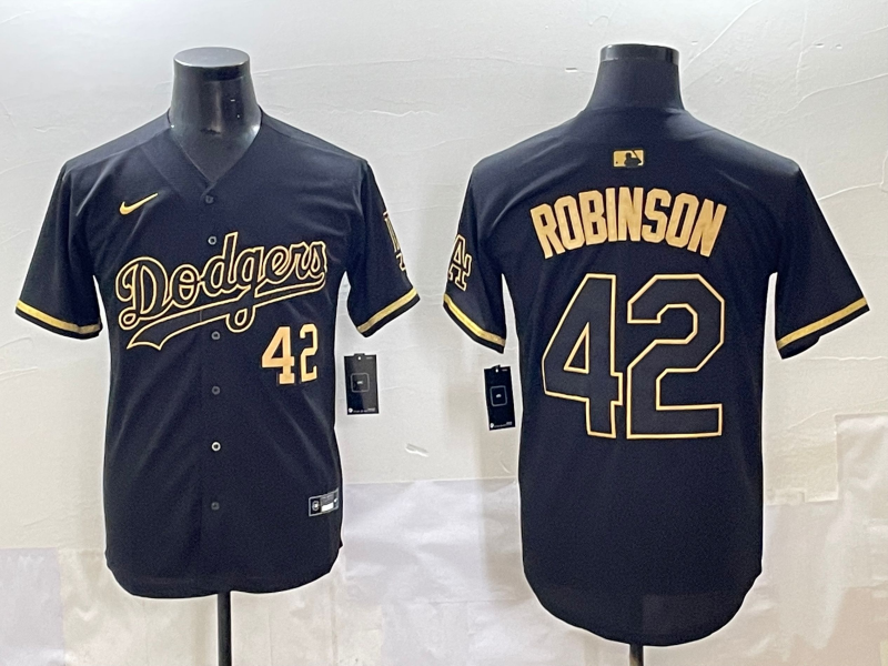 Men's Los Angeles Dodgers Jackie Robinson #42 Black Team Player Jersey
