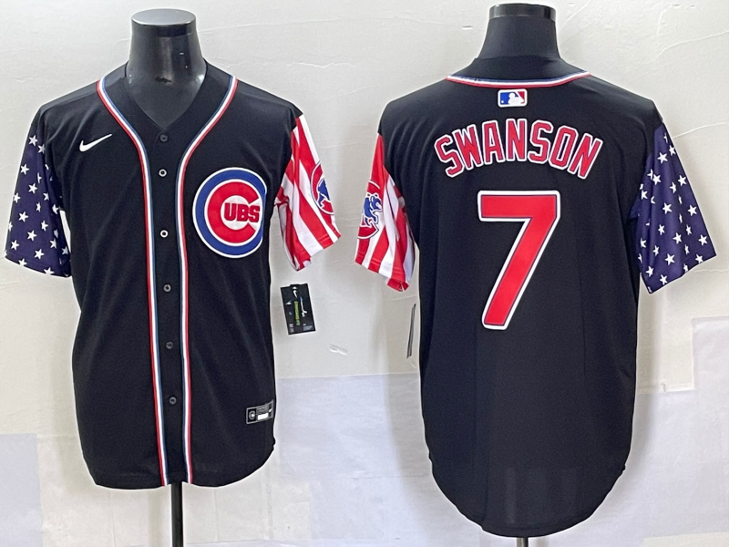 Men's Chicago Cubs Dansby Swanson #7 Black Game Player Jersey