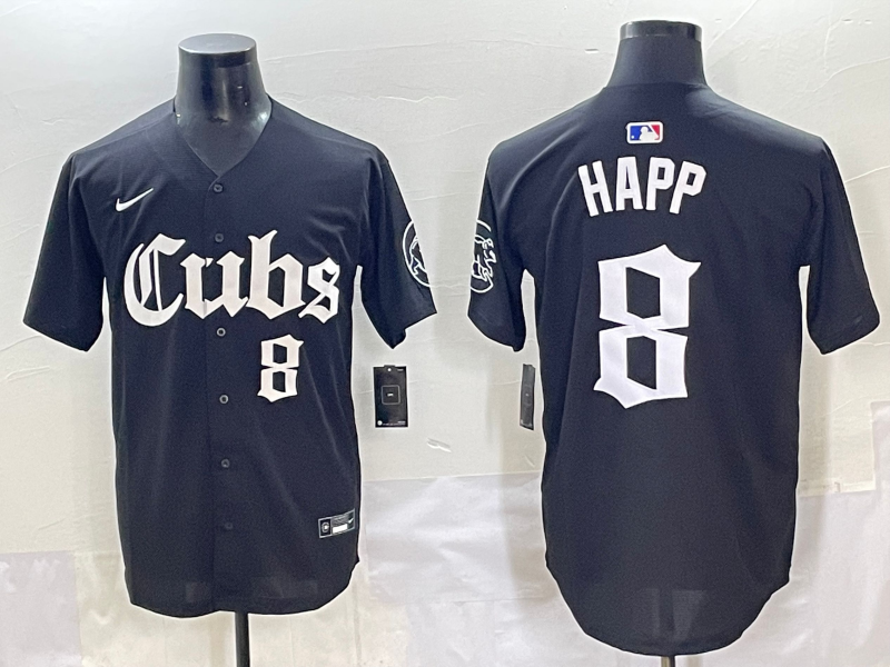 Men's Chicago Cubs Ian Happ #8 Black Game Player Jersey