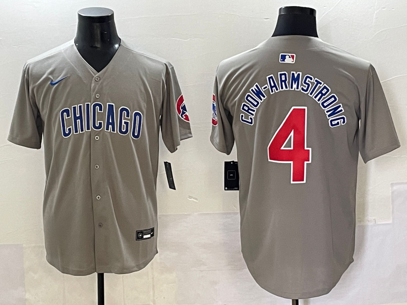 Men's Chicago Cubs Pete Crow-Armstrong #4 Gray Game Player Jersey