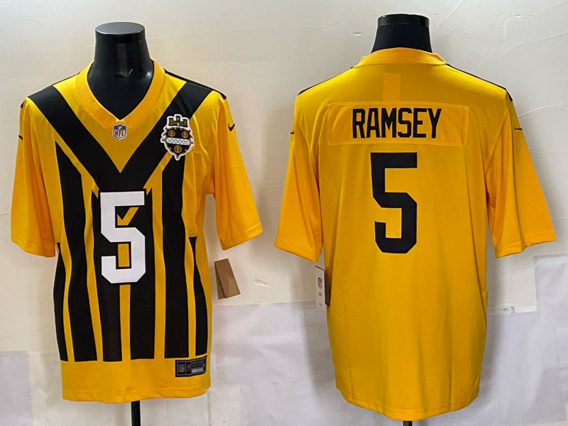 Men's Pittsburgh Steelers Jalen Ramsey #5 Gold Alternate 1933 Throwback Game Jersey