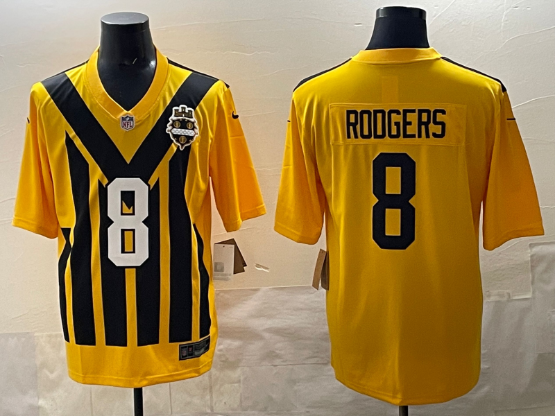 Men's Pittsburgh Steelers Aaron Rodgers #8 Gold Alternate 1933 Throwback Game Jersey