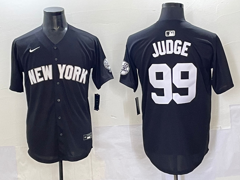 Men's New York Yankees Aaron Judge #99 Black Lights Out Replica Player Jersey