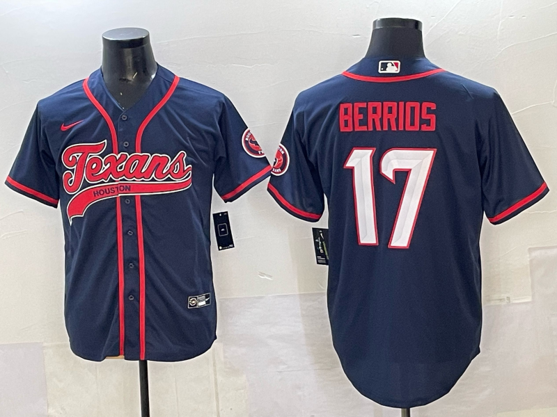 Men's Houston Texans Braxton Berrios #17 Navy Team Player Jersey