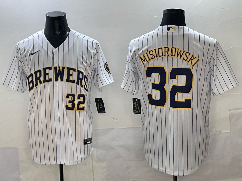 Men's Milwaukee Brewers Jacob Misiorowski #32 White Replica Player Jersey