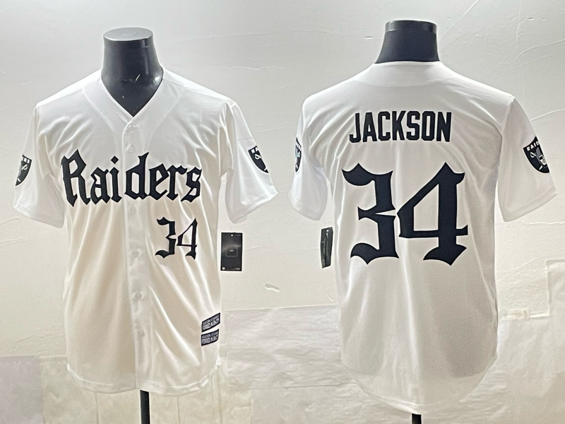 Men's Las Vegas Raiders Bo Jackson #34 White Player Jersey