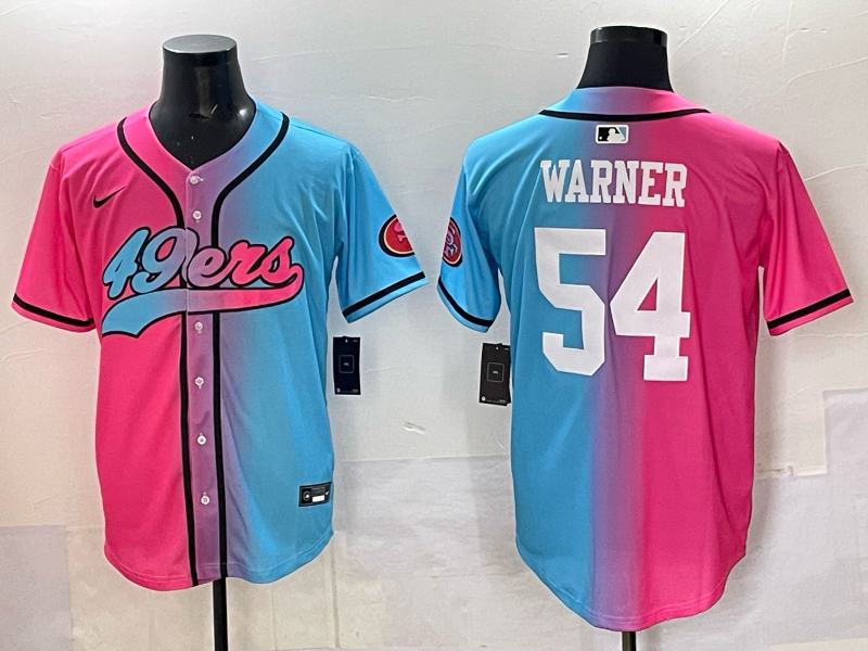 Men's San Francisco 49ers Fred Warner #54 Pink/Blue Game Jersey