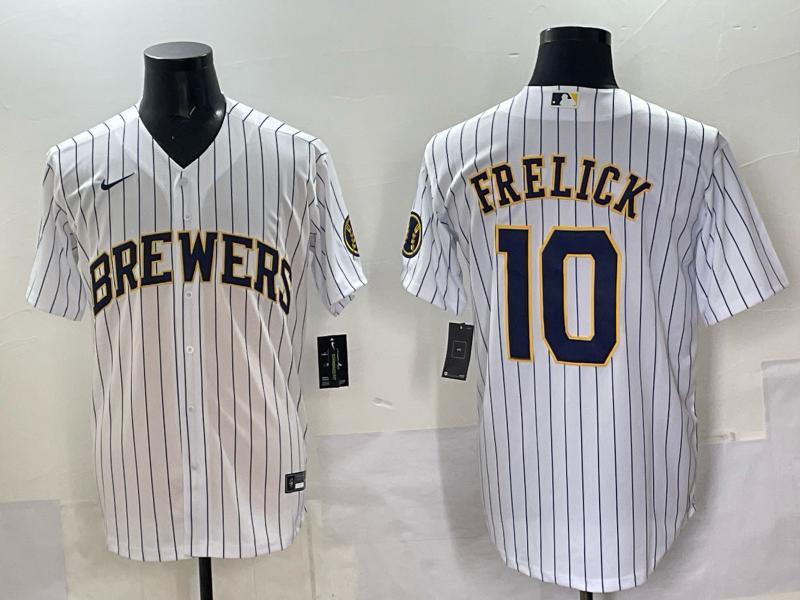 Men's Milwaukee Brewers Sal Frelick #10 White Replica Player Jersey