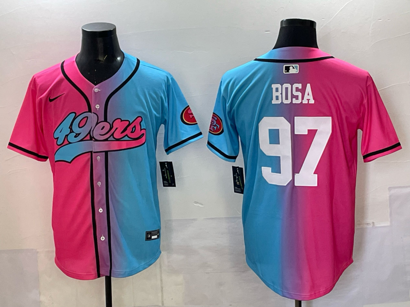 Men's San Francisco 49ers Nick Bosa #97 Pink/Blue Game Jersey