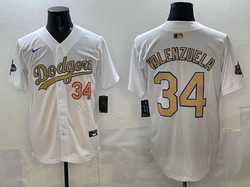 Men's Los Angeles Dodgers Fernando Valenzuela #34 White Alternate Game Jersey