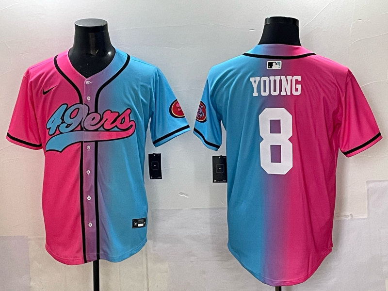 Men's San Francisco 49ers Steve Young #8 Pink/Blue Game Jersey
