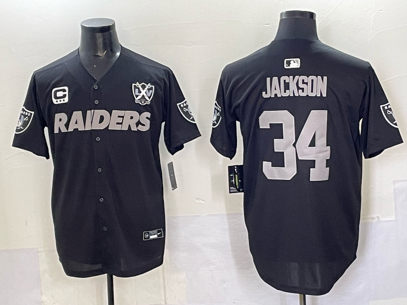 Men's Las Vegas Raiders Bo Jackson #34 Black Team Game Player Jersey