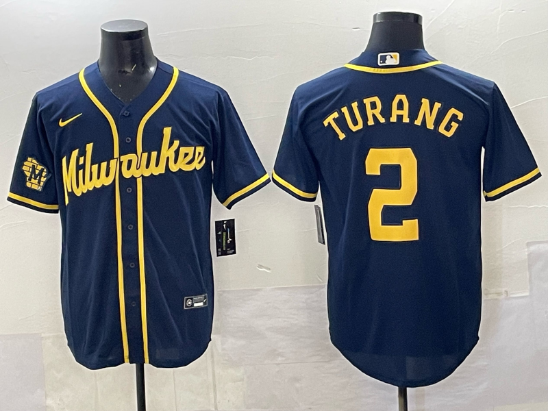 Men's Milwaukee Brewers Brice Turang #2 Navy Limited Player Jersey
