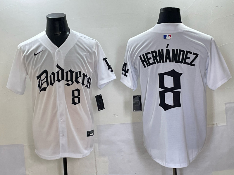 Men's Los Angeles Dodgers Enrique Hernandez #8 White Alternate Player Jersey