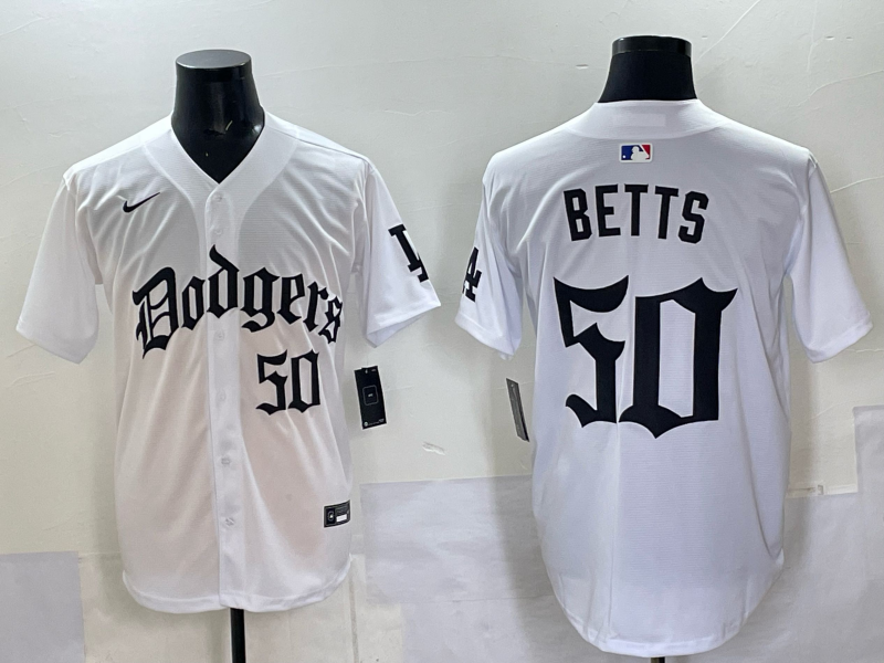 Men's Los Angeles Dodgers Mookie Betts #50 White Alternate Player Jersey