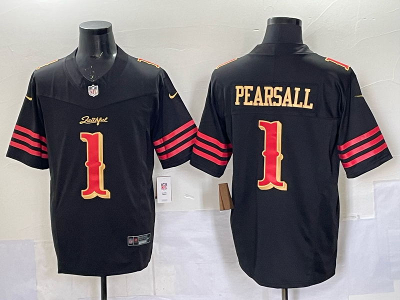 Men's San Francisco 49ers Ricky Pearsall #1 Black 2025 Rivalries Collection Game Jersey