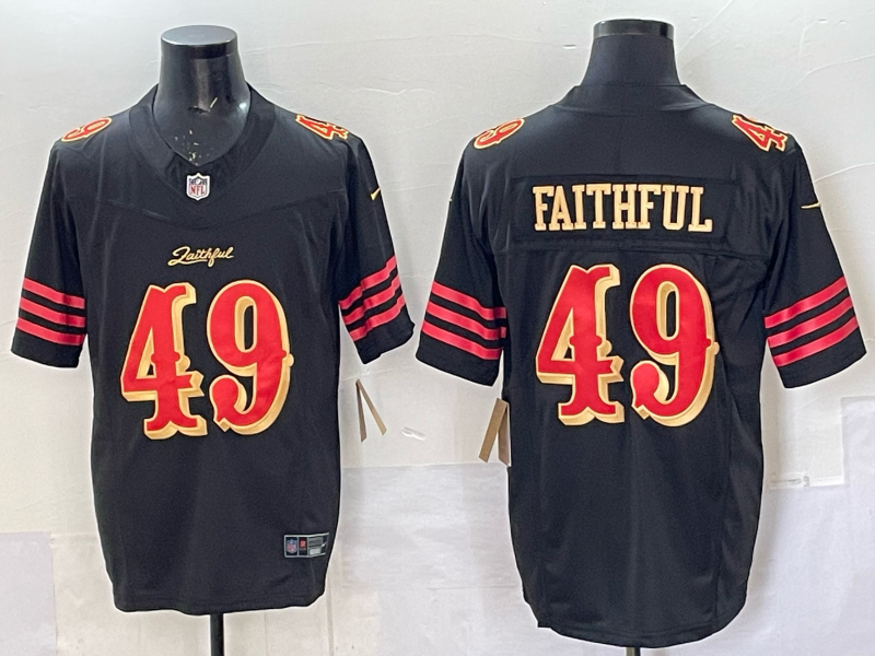 Men's San Francisco 49ers The Faithful #49 Black 2025 Rivalries Collection Game Jersey
