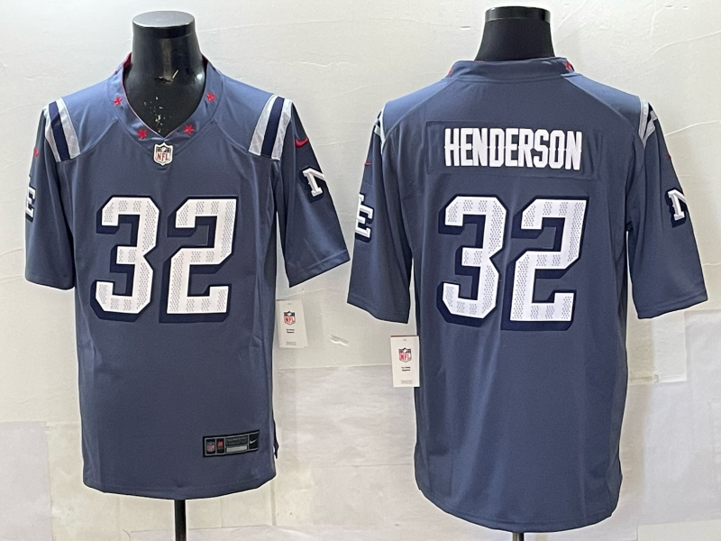 Men's New England Patriots TreVeyon Henderson #32 Storm Blue 2025 Rivalries Collection Limited Jersey