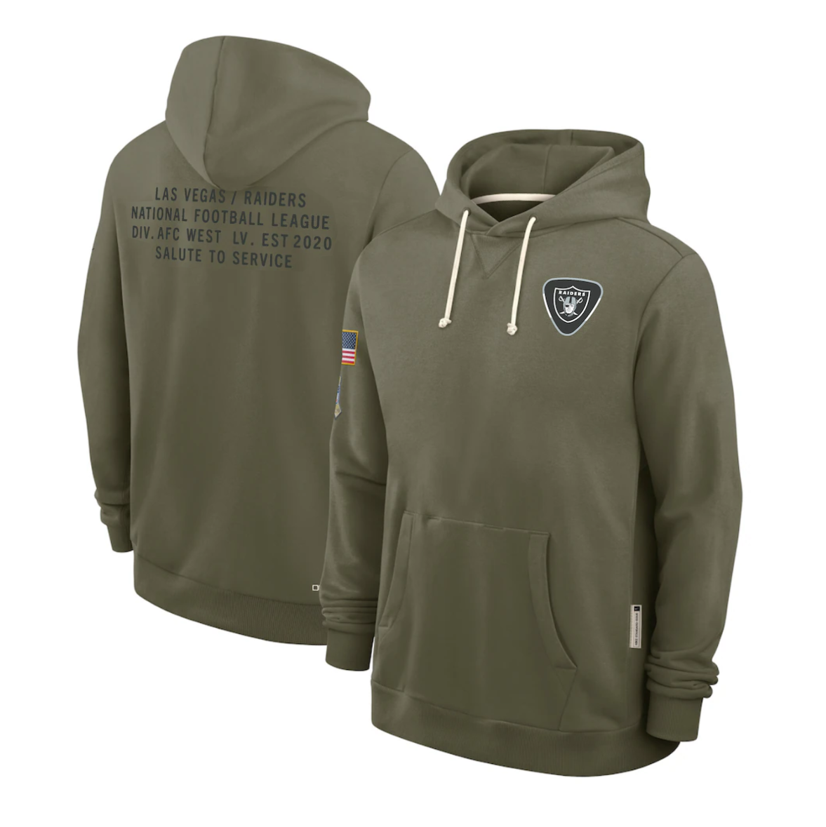 Men's Las Vegas Raiders Olive 2025 Salute to Service Sideline Standard Issue Dri-FIT Hoodie