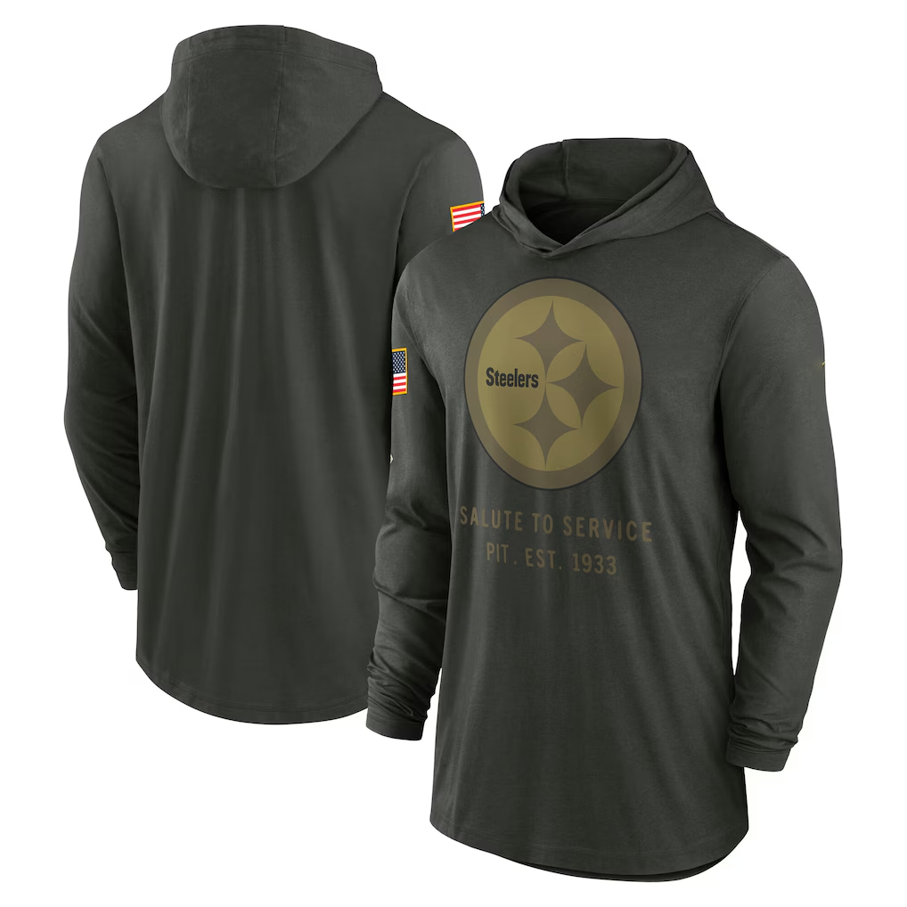 Men's Pittsburgh Steelers Forest Green 2025 Salute to Service Sideline Dri-FIT Lightweight Hooded Pullover
