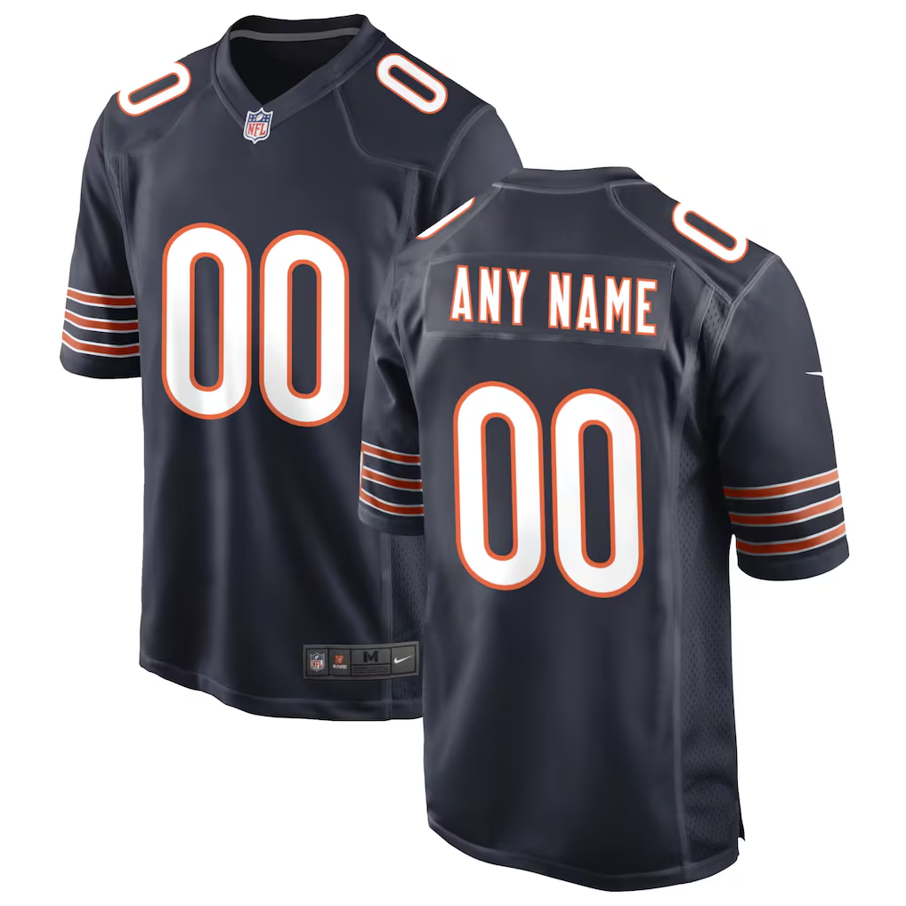 Men's Chicago Bears Navy Custom Game Jersey