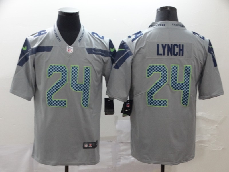 Men's Seattle Seahawks #24 Marshawn Lynch Jersey Grey