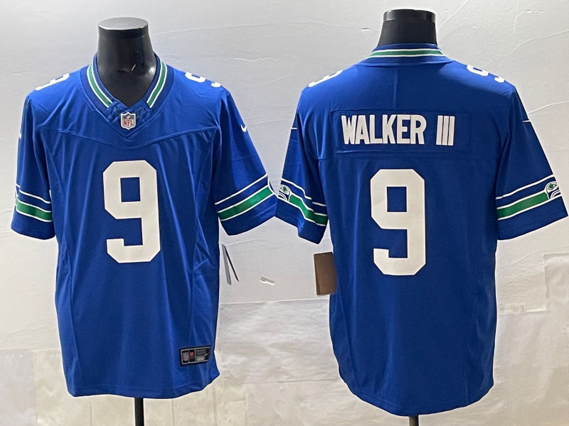 Men's Seattle Seahawks Kenneth Walker III #9 Royal Throwback Player Game Jersey
