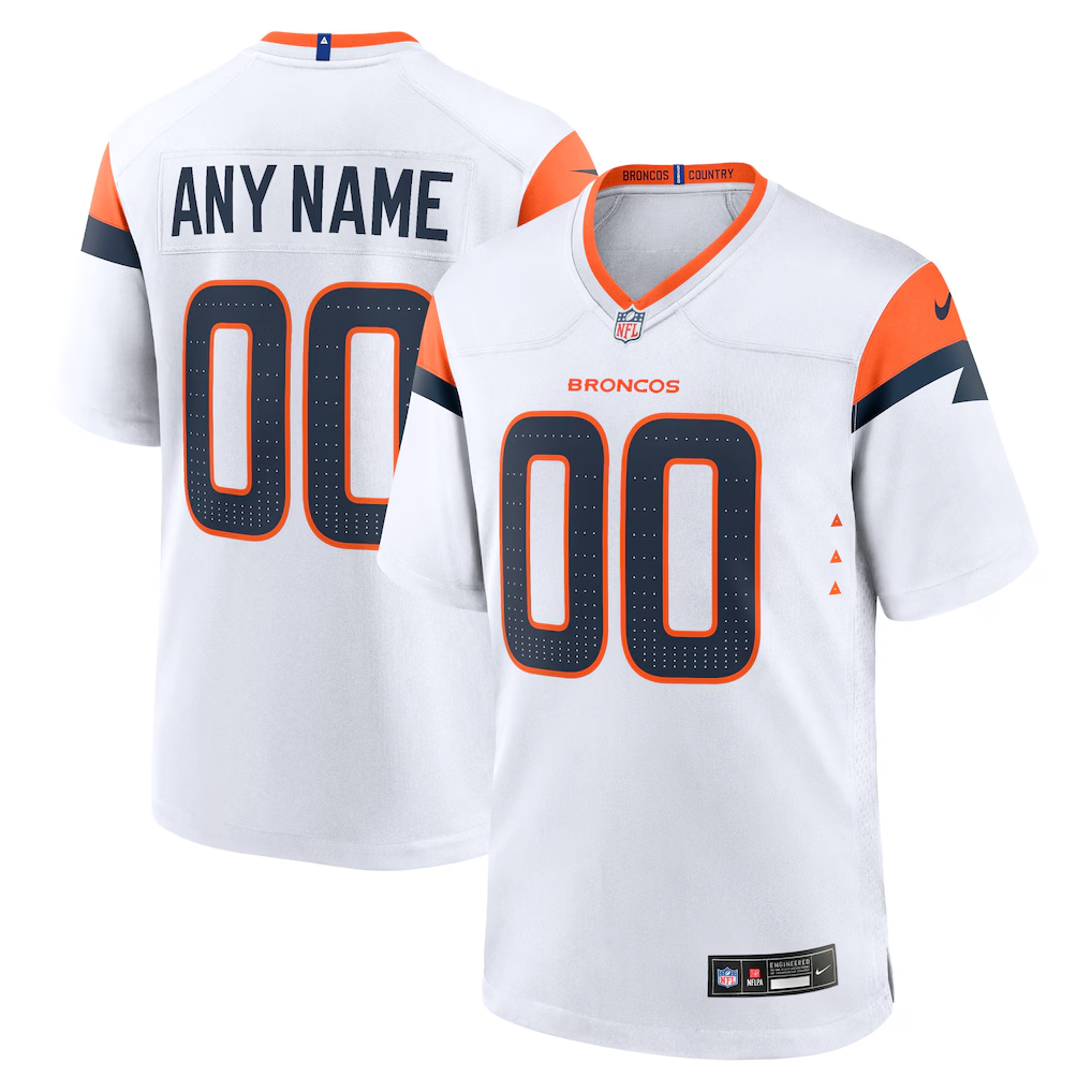 Men's Denver Broncos White Mile High Collection Custom Game Jersey