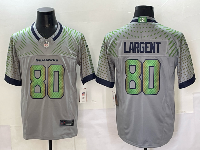 Men's Seattle Seahawks Steve Largent #80 Wolf Gray 2025 Rivalries Collection Limited Jersey